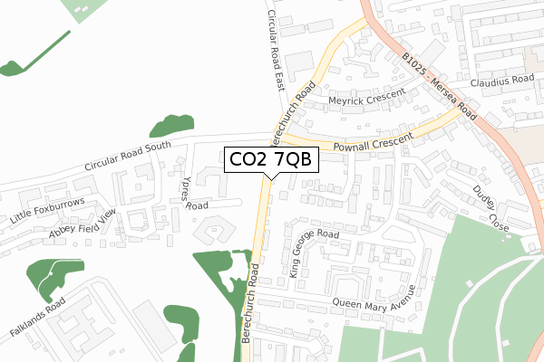CO2 7QB map - large scale - OS Open Zoomstack (Ordnance Survey)