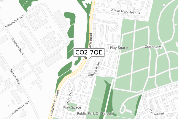 CO2 7QE map - large scale - OS Open Zoomstack (Ordnance Survey)