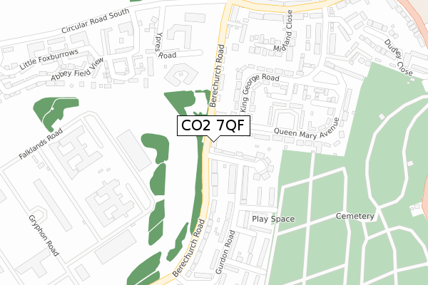 CO2 7QF map - large scale - OS Open Zoomstack (Ordnance Survey)