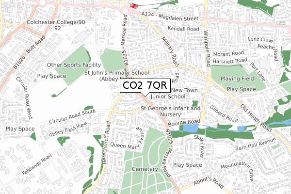 CO2 7QR map - small scale - OS Open Zoomstack (Ordnance Survey)