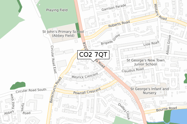 CO2 7QT map - large scale - OS Open Zoomstack (Ordnance Survey)