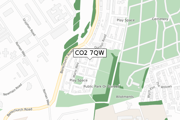 CO2 7QW map - large scale - OS Open Zoomstack (Ordnance Survey)
