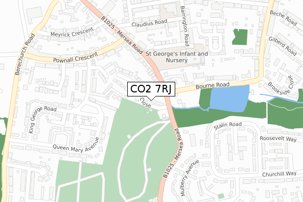 CO2 7RJ map - large scale - OS Open Zoomstack (Ordnance Survey)