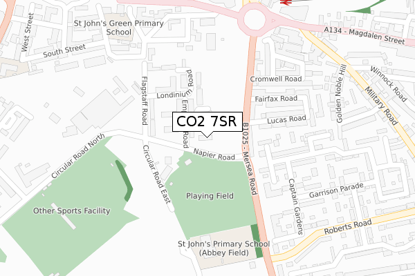CO2 7SR map - large scale - OS Open Zoomstack (Ordnance Survey)