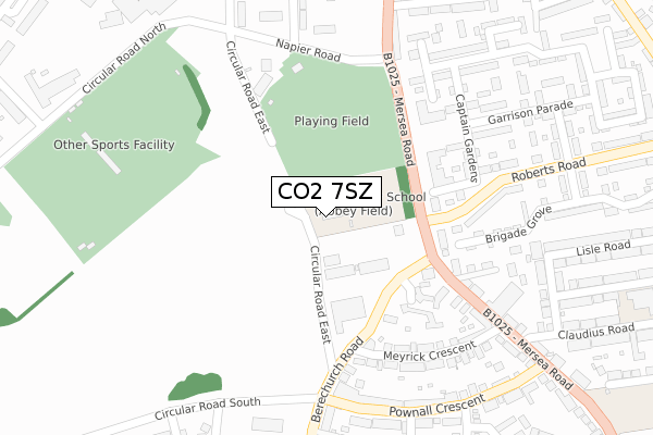 CO2 7SZ map - large scale - OS Open Zoomstack (Ordnance Survey)