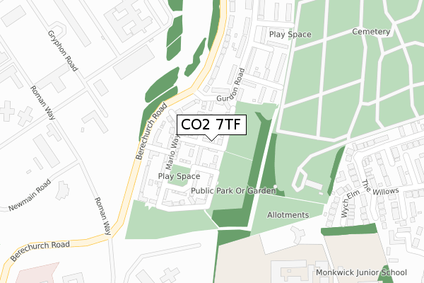 CO2 7TF map - large scale - OS Open Zoomstack (Ordnance Survey)