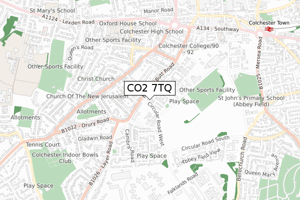 CO2 7TQ map - small scale - OS Open Zoomstack (Ordnance Survey) CO2 7TQ map - small scale - OS Open Zoomstack (Ordnance Survey)