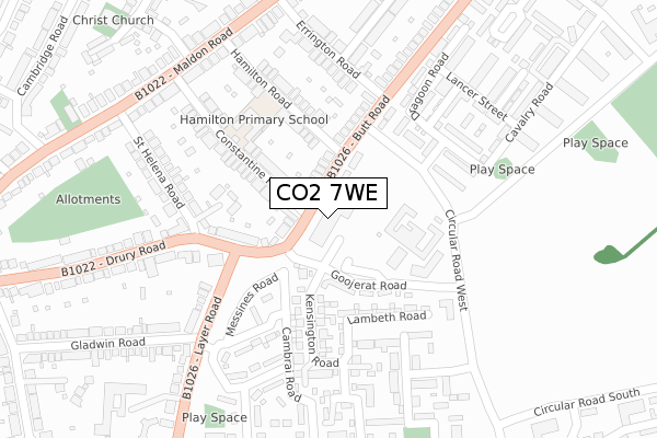 CO2 7WE map - large scale - OS Open Zoomstack (Ordnance Survey)