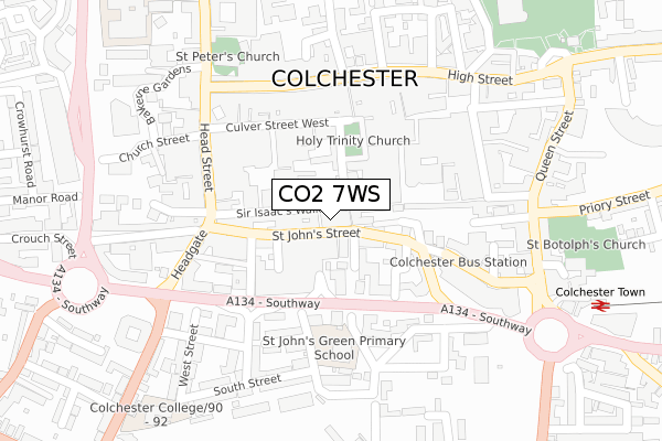 CO2 7WS map - large scale - OS Open Zoomstack (Ordnance Survey)