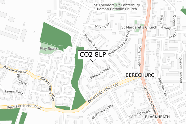 CO2 8LP map - large scale - OS Open Zoomstack (Ordnance Survey)