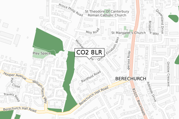 CO2 8LR map - large scale - OS Open Zoomstack (Ordnance Survey)