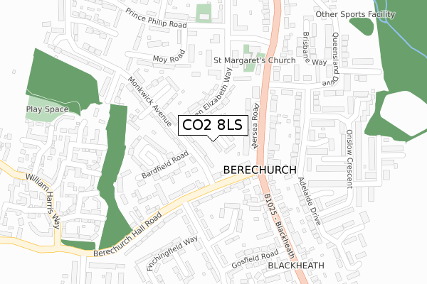 CO2 8LS map - large scale - OS Open Zoomstack (Ordnance Survey)