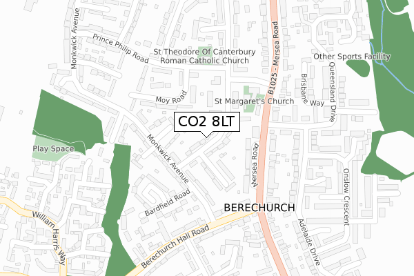 CO2 8LT map - large scale - OS Open Zoomstack (Ordnance Survey)