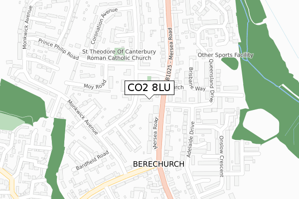 CO2 8LU map - large scale - OS Open Zoomstack (Ordnance Survey)