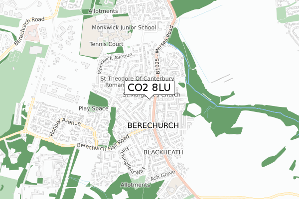 CO2 8LU map - small scale - OS Open Zoomstack (Ordnance Survey)