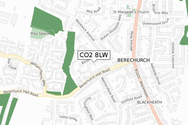 CO2 8LW map - large scale - OS Open Zoomstack (Ordnance Survey)