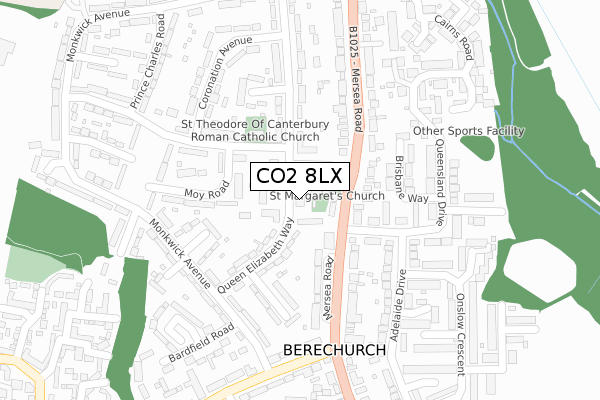 CO2 8LX map - large scale - OS Open Zoomstack (Ordnance Survey)