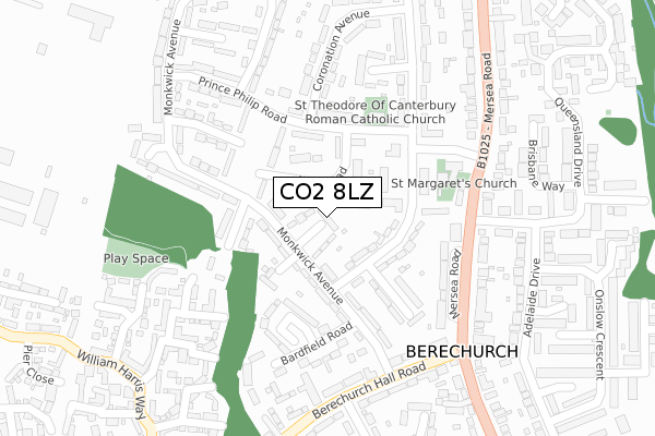 CO2 8LZ map - large scale - OS Open Zoomstack (Ordnance Survey)