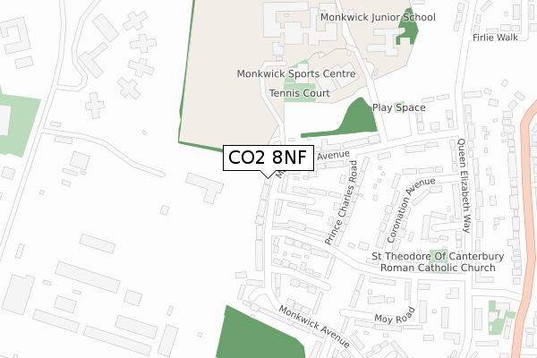 CO2 8NF map - large scale - OS Open Zoomstack (Ordnance Survey)