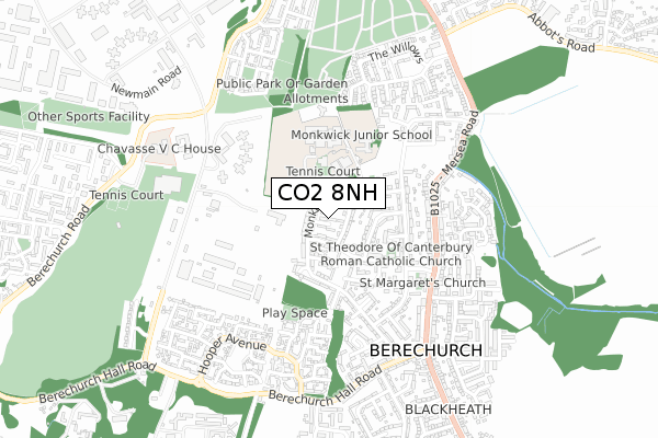 CO2 8NH map - small scale - OS Open Zoomstack (Ordnance Survey)