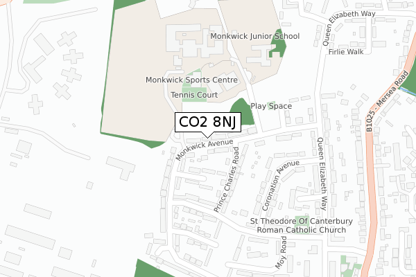 CO2 8NJ map - large scale - OS Open Zoomstack (Ordnance Survey)