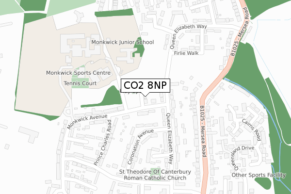 CO2 8NP map - large scale - OS Open Zoomstack (Ordnance Survey)