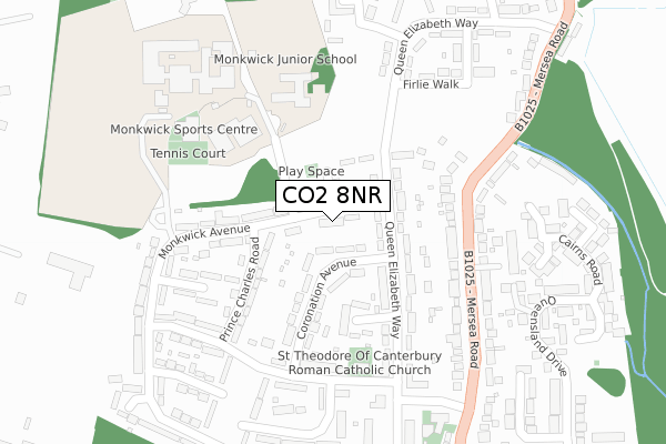 CO2 8NR map - large scale - OS Open Zoomstack (Ordnance Survey)