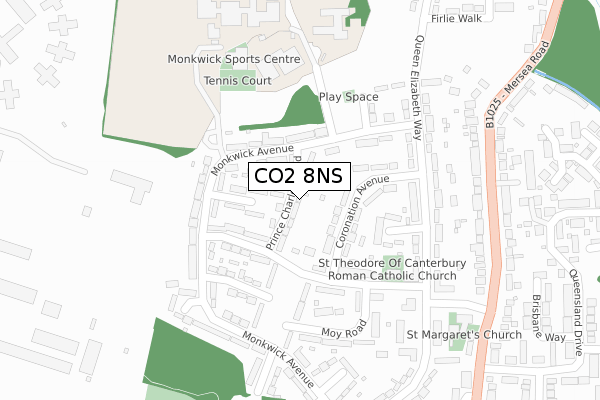 CO2 8NS map - large scale - OS Open Zoomstack (Ordnance Survey)
