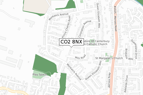 CO2 8NX map - large scale - OS Open Zoomstack (Ordnance Survey)