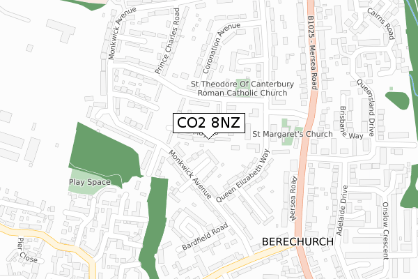 CO2 8NZ map - large scale - OS Open Zoomstack (Ordnance Survey)