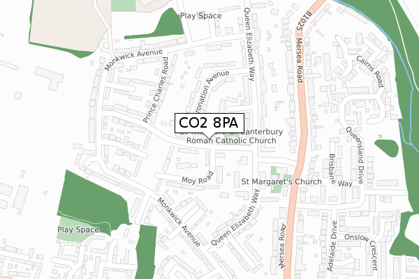 CO2 8PA map - large scale - OS Open Zoomstack (Ordnance Survey)