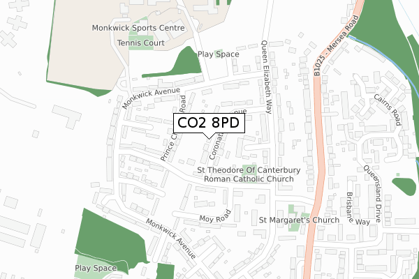 CO2 8PD map - large scale - OS Open Zoomstack (Ordnance Survey)