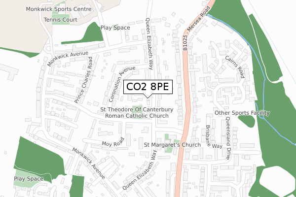 CO2 8PE map - large scale - OS Open Zoomstack (Ordnance Survey)