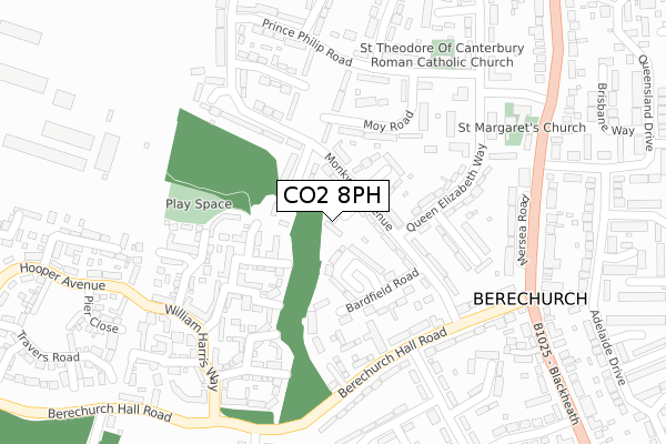 CO2 8PH map - large scale - OS Open Zoomstack (Ordnance Survey)