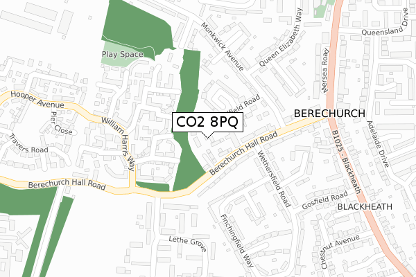 CO2 8PQ map - large scale - OS Open Zoomstack (Ordnance Survey)