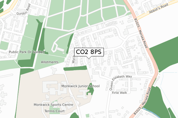 CO2 8PS map - large scale - OS Open Zoomstack (Ordnance Survey)