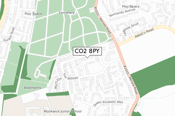 CO2 8PY map - large scale - OS Open Zoomstack (Ordnance Survey)