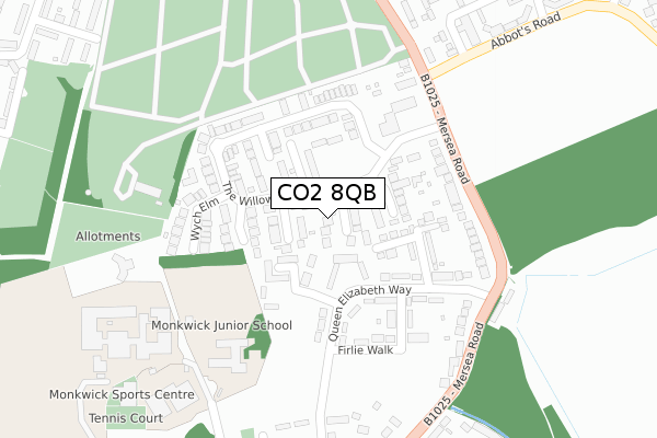 CO2 8QB map - large scale - OS Open Zoomstack (Ordnance Survey)