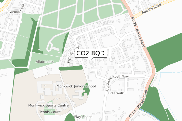 CO2 8QD map - large scale - OS Open Zoomstack (Ordnance Survey)