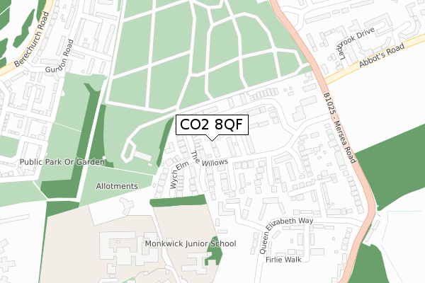 CO2 8QF map - large scale - OS Open Zoomstack (Ordnance Survey)