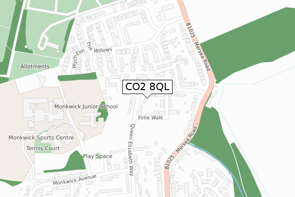 CO2 8QL map - large scale - OS Open Zoomstack (Ordnance Survey)