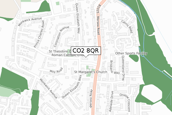 CO2 8QR map - large scale - OS Open Zoomstack (Ordnance Survey)