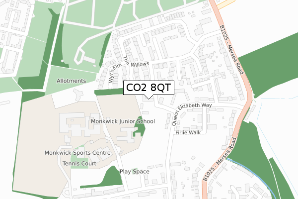 CO2 8QT map - large scale - OS Open Zoomstack (Ordnance Survey)
