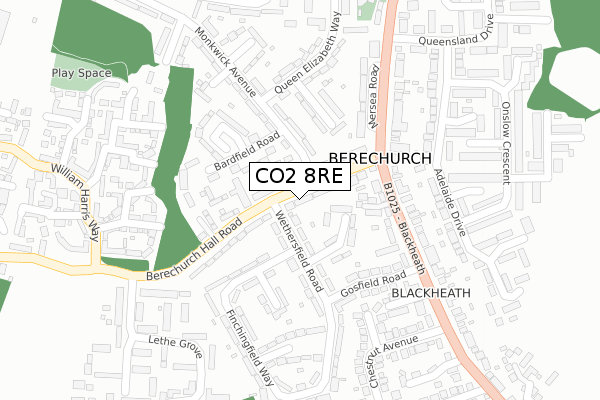 CO2 8RE map - large scale - OS Open Zoomstack (Ordnance Survey)