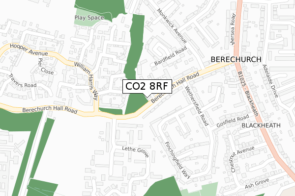 CO2 8RF map - large scale - OS Open Zoomstack (Ordnance Survey)