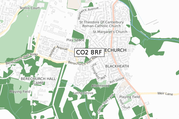 CO2 8RF map - small scale - OS Open Zoomstack (Ordnance Survey)