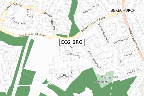 CO2 8RG map - large scale - OS Open Zoomstack (Ordnance Survey)