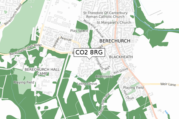 CO2 8RG map - small scale - OS Open Zoomstack (Ordnance Survey)