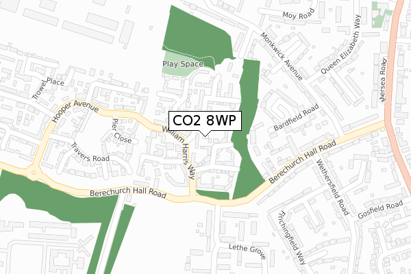 CO2 8WP map - large scale - OS Open Zoomstack (Ordnance Survey)