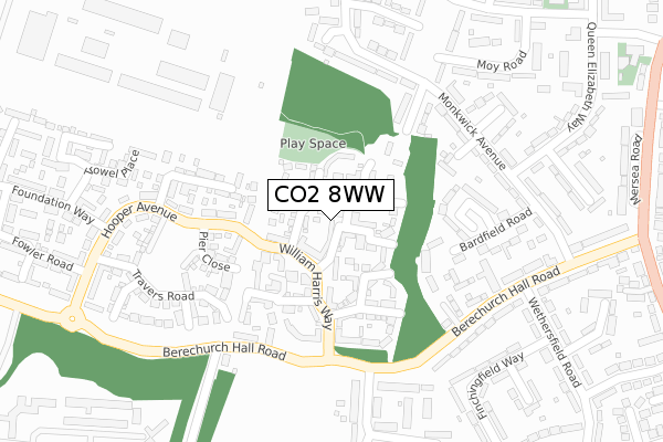 CO2 8WW map - large scale - OS Open Zoomstack (Ordnance Survey)
